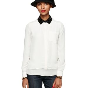 Kate Spade Silk Blouse w/sequin collar M